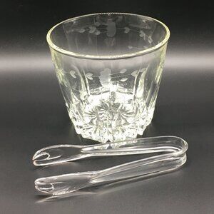 Princess House Heritage Leaded Crystal Glass Ice Bucket with Tongs #488